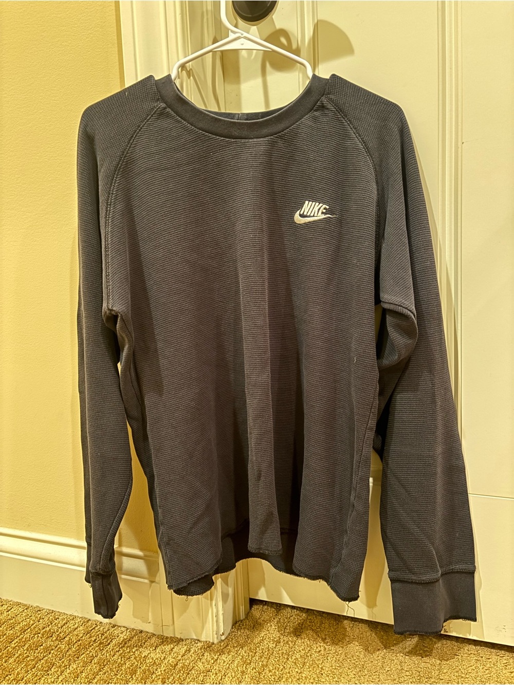 Nike Men’s Charcoal Crewneck Sweatshirt with White Logo